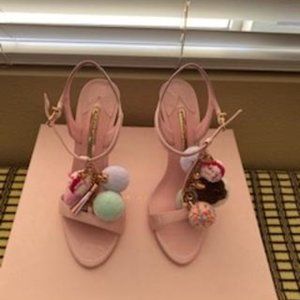 SOPHIA WEBSTER LAYLA POM POM PINK MULTI HEELS 37